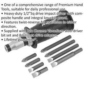 Heavy-Duty 10 Pack Impact Driver Set with Screw Remover and Hammer Strike