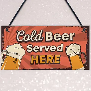 Red Ocean Bar Signs And Plaques Cold Served Here Novelty Bar Sign Man Cave Sign Gift