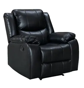 Recliner Manual Chair in Black Faux Leather