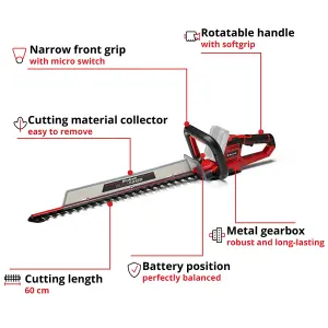 Einhell 60cm Cordless Hedge Trimmer 18V Power X-Change GE-CH 18/60 Li-Solo - Body Only