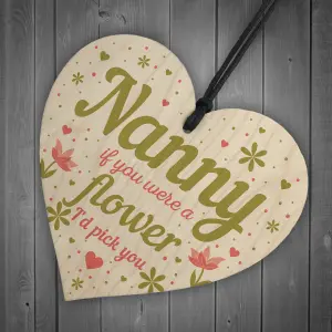 Red Ocean Gifts for Nanny Nan Grandma Wooden Heart Plaque Birthday Gifts For Nanny Gifts From Grandchildren