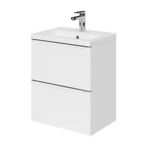 GoodHome Imandra Slimline Gloss White Wall-mounted Bathroom Cabinet (H) 600mm (W) 500mm