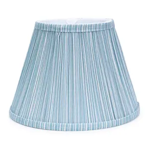 ValueLights Laurenne Tapered Blue Pinstripe Fabric Pleated Easy Fit Large Lamp Shade