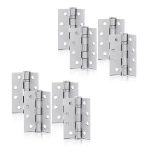 XFORT 4 Inch (100mm) Satin Chrome Ball Bearing Hinges, Steel Door Hinge for Wooden Doors (4 Pairs)