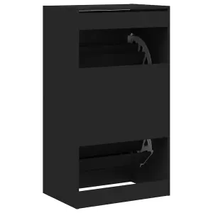 Berkfield Shoe Cabinet with 2 Flip-Drawers Black 60x42x108 cm