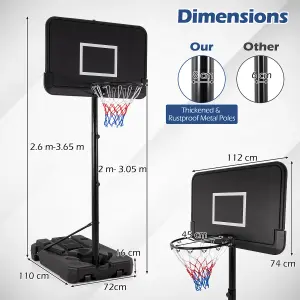 COSTWAY 6.5-10 FT Adjustable Portable Basketball Hoop Outdoor Basketball Goal System