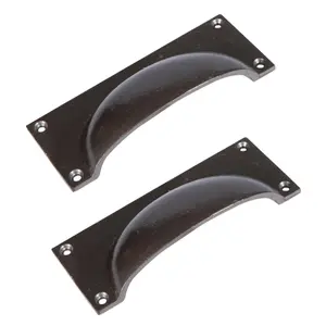 Hammer & Tongs Rectangular Cabinet Cup Handle - W130mm x H50mm - Pack of 2