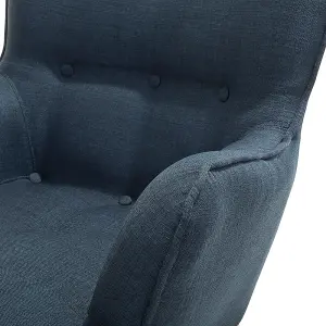 Wingback Chair VEJLE with Footstool Fabric Dark Blue