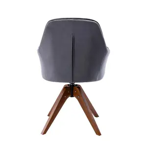 Upholstered Swivel Dining Chair Grey Velvet