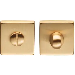 Square Rose Thumbturn & Release Lock - Satin Brass - Bathroom Door WC