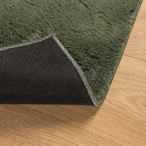 Rug HUARTE Short Pile Soft and Washable Forest Green 160x160 cm