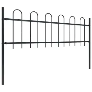 Berkfield Garden Fence with Hoop Top Steel 13.6x0.6 m Black