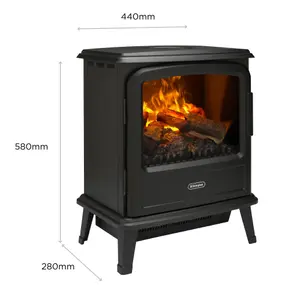 Dimplex Evandale 2000W Matt Black Cast iron effect Electric Stove (H)580mm (W)440mm