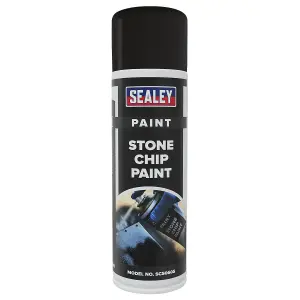 Sealey 6x Stone Chip Paint 500mL Spray Fine Coverage Adhesive Fast Dry SCS060