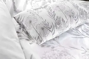 Audra Reversible Duvet Cover Set Floral White Bedding Set