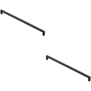 2x Square Block Handle Pull Handle 330 x 10mm 320mm Fixing Centres Matt Black