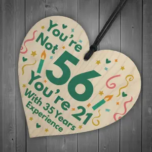 Red Ocean Funny Birthday Gifts Novelty 56th Birthday Gift Wooden Heart Sign Funny Birthday Card