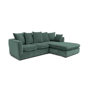 Lucas Water Repellent Velvet Chenille Right Facing Corner Sofa in Jungle Green