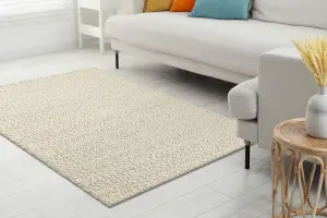 Wool carpet TAHAR 99005B cream / grey - HAND-WOVEN loop, uniform 160x240 cm