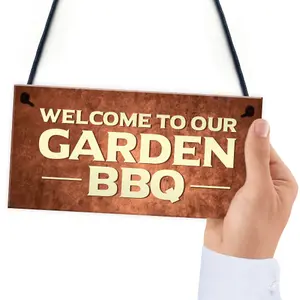 Red Ocean BBQ Barbecue Sign For Garden Novelty Garden Signs And Plaques Welcome Signs