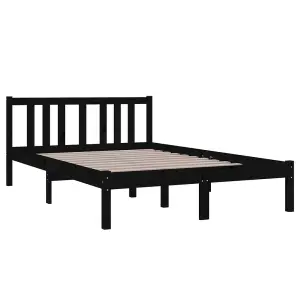 Berkfield Bed Frame Black Solid Wood 120x190 cm Small Double