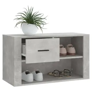 Berkfield Shoe Cabinet Concrete Grey 80x35x45 cm Engineered Wood