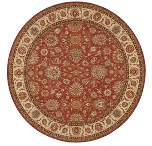 Orange Luxurious Traditional Wool Floral Bordered Rug for Bedroom & Living Room-229cm X 290cm