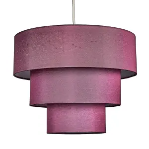 ValueLights Vermont 3 Tier Purple Faux Silk Ceiling Pendant Light Shade