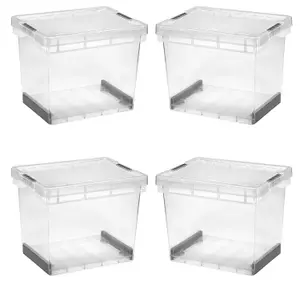 1 x 60 Litre Clear Plastic Stackable Ultra Resistant Modular Plastic Storage Container Box With Secure Clip Lock Lid