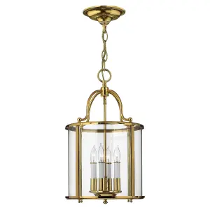 Elstead Gentry 4 Light Medium Ceiling Lantern Pendant Polished Brass, E14