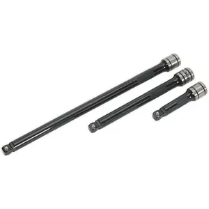 3 Piece PREMIUM Wobble / Rigid Extension Bar Set - 3/8" Sq Drive - Deep Knurling