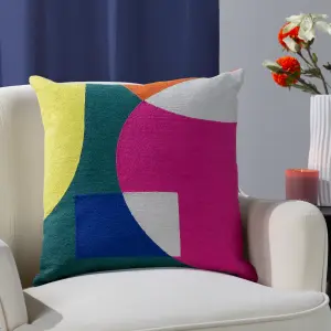 furn. Anjo Geometric Crewel Polyester Filled Cushion