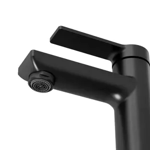 GoodHome Akita Mini Matt Black Round Washbasin Mixer Tap