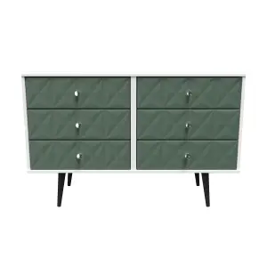 Toledo 6 Drawer Chest in Labrador Green & White (Ready Assembled)