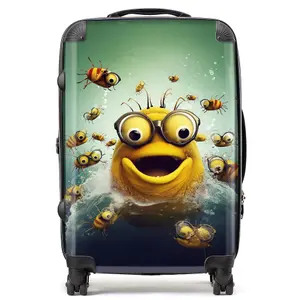 Happy Worm And Bees Splashart Suitcase - Medium