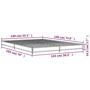 Berkfield Bed Frame without Mattress Brown Oak 140x190 cm