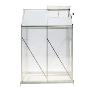 Silver Garden Plants Grow House with Aluminium Frame Large Walk-In Green House with Door and Window Silver 6x4 ft