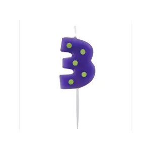 Amscan Polka Dot 3 Birthday Candle Purple/Green (One Size)