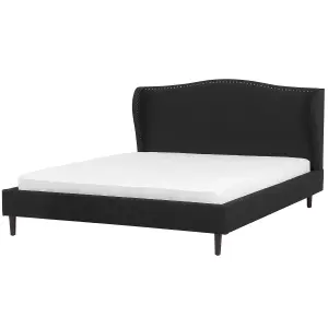 Fabric EU Super King Size Bed Black COLMAR