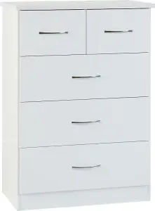 Nevada 3+2 Drawer Chest White Gloss