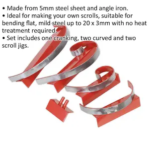 5 Pack Scroll Former Tool Jig Set for Bending 3mm Steel - Cranking and Curved Jigs