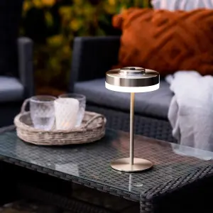 Auraglow Kensington Rechargeable Outdoor Table Lamp - Silver