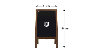 ALLboards Magnetic Pavement Sign with Varnished Wooden Frame 118x61cm, Sidewalk Advertising Board Chalkboard A-Frame with Chain