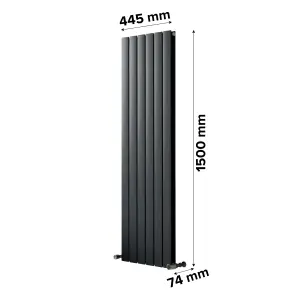 Ximax Vertirad Duplex Universal HWD150445A Anthracite Horizontal or vertical Designer 3965BTU Radiator, (W)445mm x (H)1500mm