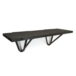 Solid Pine Rustical Shelf Black Ash Black Hairpin Bracket Style 20x60cm