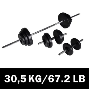 Barbell +2 Dumbbell Set Fitness Gym Essential 30.5kg