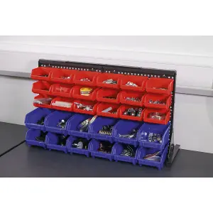 Sealey 30 Bin Bench Mounting Storage System Organiser + Steel Cross Bar TPS1218