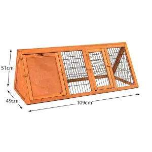 Pet Vida Large Triangle Wooden Pet Hutch Rabbit, Guinea Pig, Bunny, Chicken Run Cage, 50 x 118 x 45