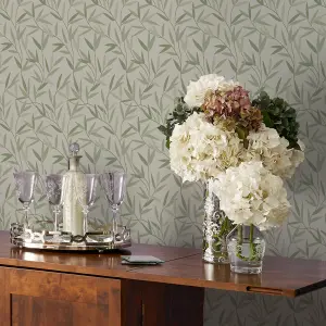 Laura Ashley Willow Hedgerow Leaf Smooth Wallpaper Sample