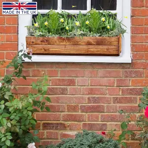 Set of 2 HORTICO™ Wooden Planter, 76cm Long Window Box, Garden Trough Planter, Outdoor Plant Pot Made in the UK H14 L76 W23 cm